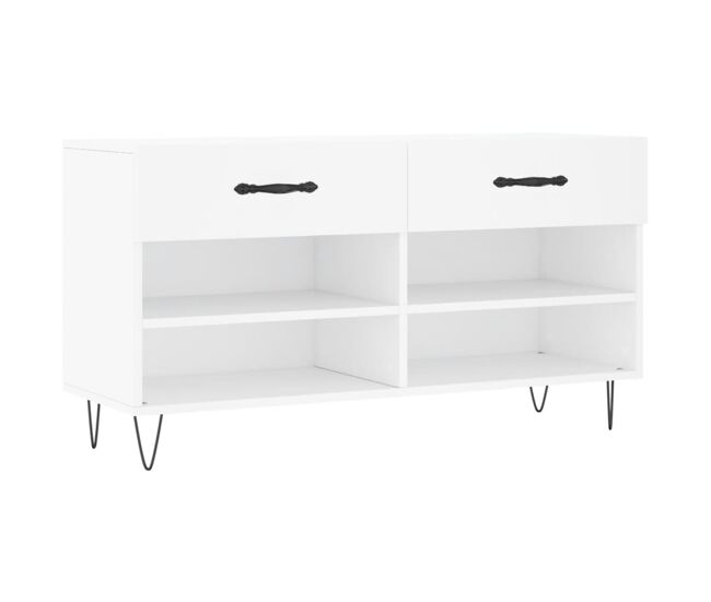 Vidaxl banco zapatero madera de ingeniería blanco 102x35x55 cm
