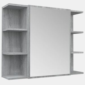 vidaXL Armário espelhado casa de banho 80x20,5x64 cm madeira cinza