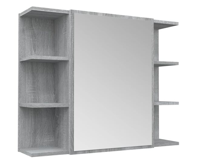 Vidaxl armario de espejo baño contrachapada gris sonoma 80x20,5x64 cm