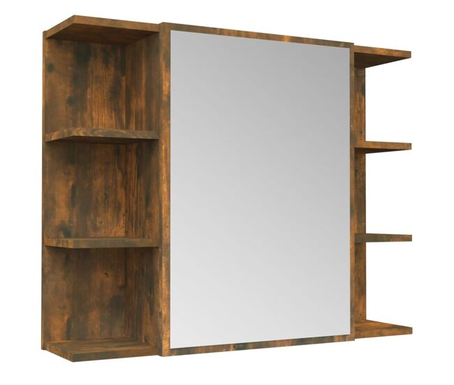 Vidaxl armario con espejo baño madera roble ahumado 80x20,5x64 cm