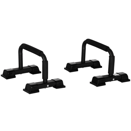 HOMCOM Barras Paralelas de Calistenia em Aço com Base Antiderrapante e Pegas Acolchoadas para Treino de Fitness em Ginásio ou em Casa 36x25x20 cm Preto