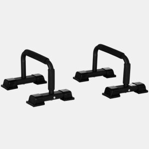HOMCOM Barras Paralelas de Calistenia em Aço com Base Antiderrapante e Pegas Acolchoadas para Treino de Fitness em Ginásio ou em Casa 36x25x20 cm Preto