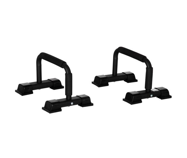 Homcom barras paralelas calistenia de acero barras paralelas con alfombra antideslizante y empuñaduras acolchadas para entrenamiento de fitness en gimnasio hogar 36x25x20 cm negro