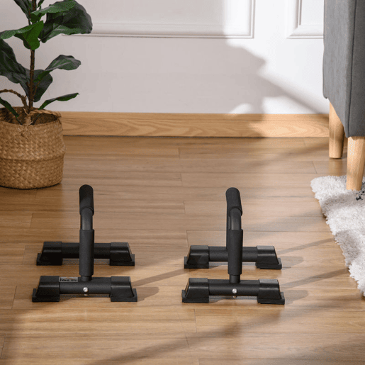 HOMCOM Barras Paralelas de Calistenia em Aço com Base Antiderrapante e Pegas Acolchoadas para Treino de Fitness em Ginásio ou em Casa 36x25x20 cm Preto