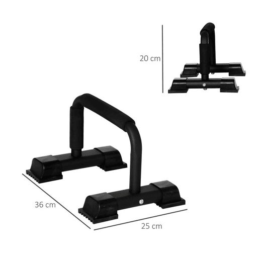 HOMCOM Barras Paralelas de Calistenia em Aço com Base Antiderrapante e Pegas Acolchoadas para Treino de Fitness em Ginásio ou em Casa 36x25x20 cm Preto