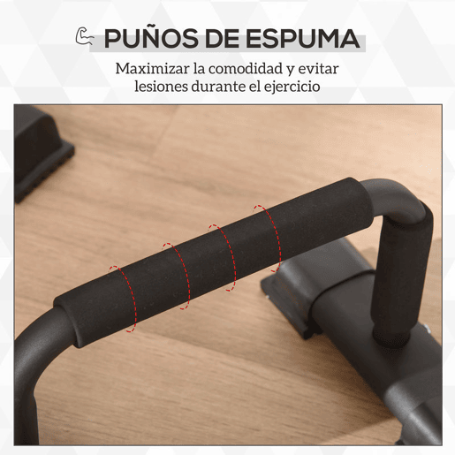 HOMCOM Barras Paralelas de Calistenia em Aço com Base Antiderrapante e Pegas Acolchoadas para Treino de Fitness em Ginásio ou em Casa 36x25x20 cm Preto