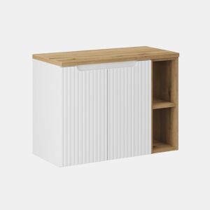 Móvel de 80 cm com 2 portas e 2 nichos Riva branco e madeira