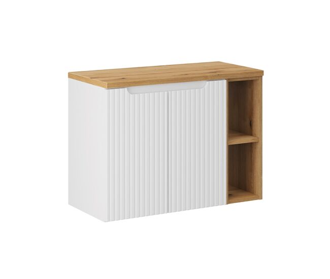 Mueble bajo lavabo 80cm 2 puertas 2 compartimientos riva blanco y madera