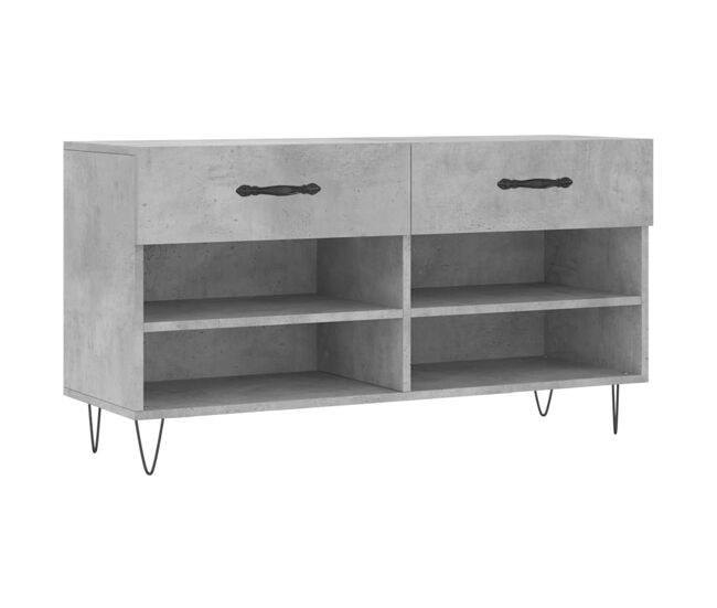 Vidaxl banco zapatero madera de ingeniería gris hormigón 102x35x55 cm