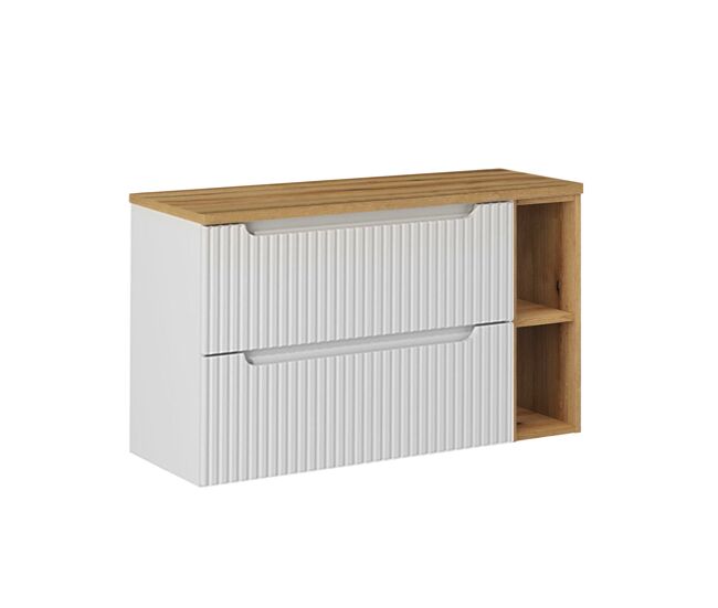 Mueble bajo lavabo 100cm 2 cajones 2 compartimientos riva blanco y madera