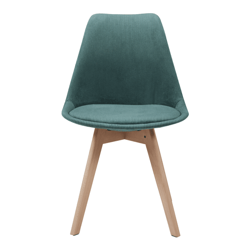 Conjunto de 2 cadeiras de jantar Fläten veludo cotelê e pernas de faia 82x49x54cm Verde escuro en.casa