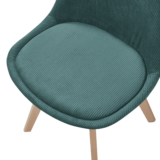 Conjunto de 2 cadeiras de jantar Fläten veludo cotelê e pernas de faia 82x49x54cm Verde escuro en.casa