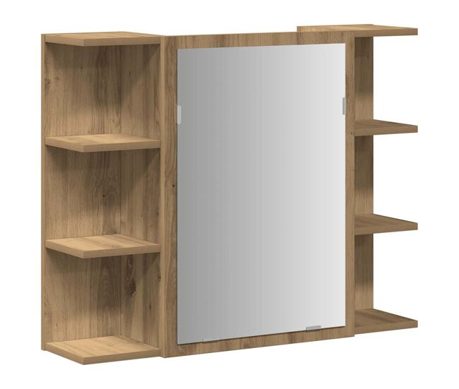 Vidaxl armario con espejo baño madera roble artisan 80x20,5x64 cm