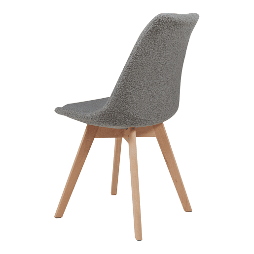 Conjunto de 2 cadeiras de jantar Fläten bouclé e pernas de faia 82x49x54cm Cinzento en.casa
