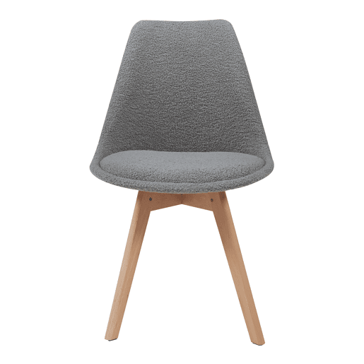 Conjunto de 2 cadeiras de jantar Fläten bouclé e pernas de faia 82x49x54cm Cinzento en.casa