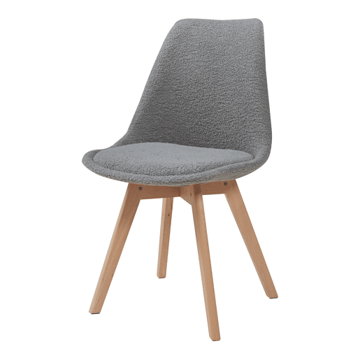 Conjunto de 2 cadeiras de jantar Fläten bouclé e pernas de faia 82x49x54cm Cinzento en.casa