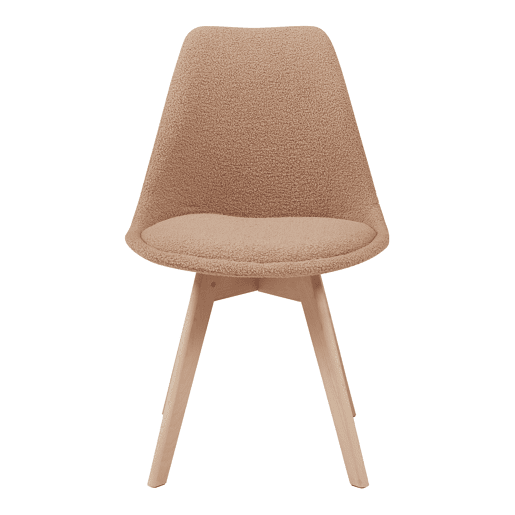 Conjunto de 6 cadeiras de jantar Fläten bouclé e pernas de faia 82x49x54cm Toupeira en.casa