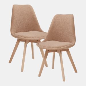 Conjunto de 2 cadeiras de jantar Fläten bouclé e pernas de faia 82x49x54cm Toupeira en.casa
