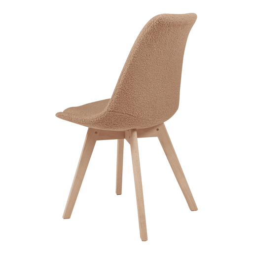 Conjunto de 2 cadeiras de jantar Fläten bouclé e pernas de faia 82x49x54cm Toupeira en.casa