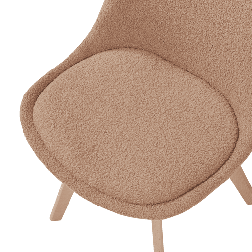 Conjunto de 2 cadeiras de jantar Fläten bouclé e pernas de faia 82x49x54cm Toupeira en.casa
