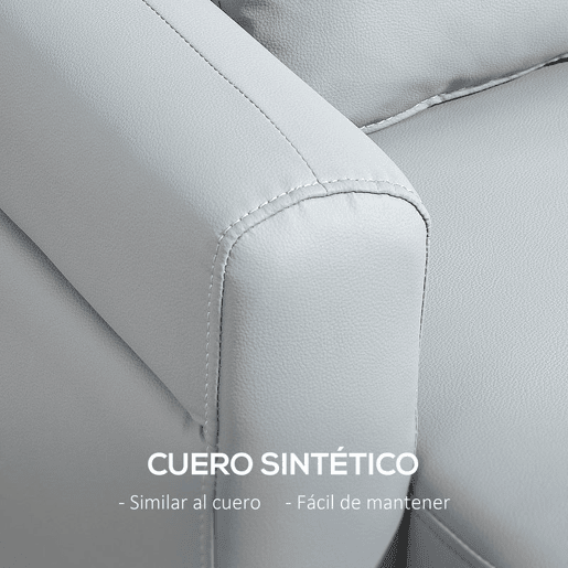 HOMCOM Sofá de 2 Lugares Estofado em Couro Sintético Sofá de Sala de Estar de 117 cm com Braços Acolchoados e Pernas de Madeira para Quarto Sala de Estar 117x78x78 cm Cinza