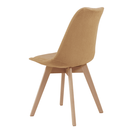 Conjunto de 2 cadeiras de jantar Fläten veludo cotelê e pernas de faia 82x49x54cm Amarelo en.casa