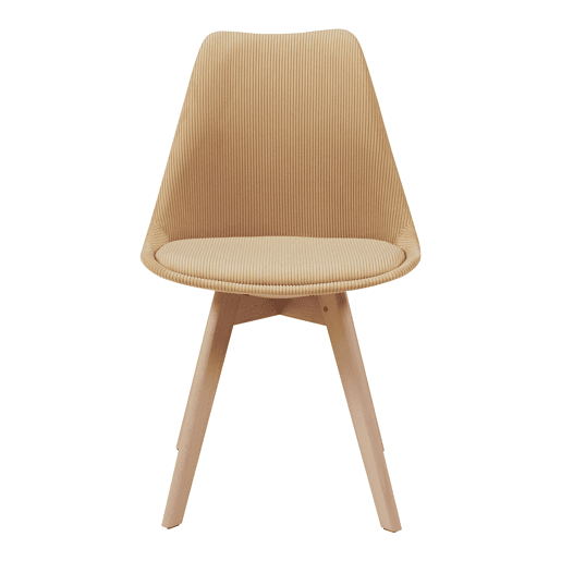 Conjunto de 2 cadeiras de jantar Fläten veludo cotelê e pernas de faia 82x49x54cm Amarelo en.casa