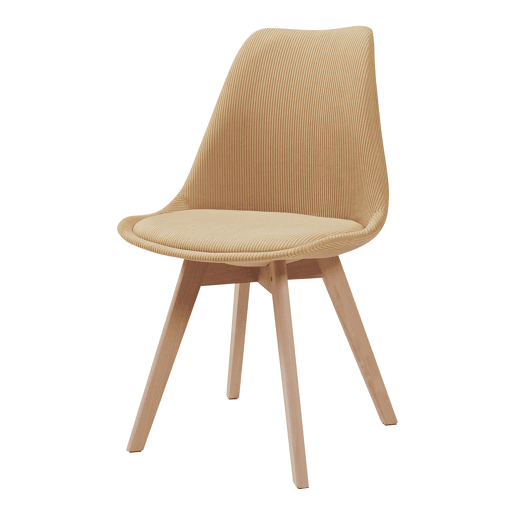 Conjunto de 2 cadeiras de jantar Fläten veludo cotelê e pernas de faia 82x49x54cm Amarelo en.casa