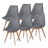 Conjunto de 6 cadeiras de jantar Fläten veludo cotelê e pernas de faia 82x49x54cm Cinzento en.casa