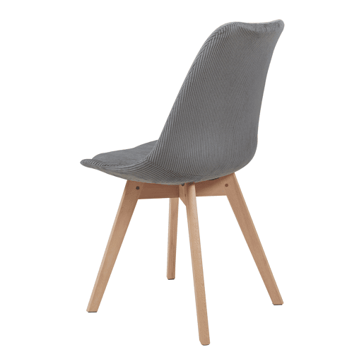 Conjunto de 6 cadeiras de jantar Fläten veludo cotelê e pernas de faia 82x49x54cm Cinzento en.casa
