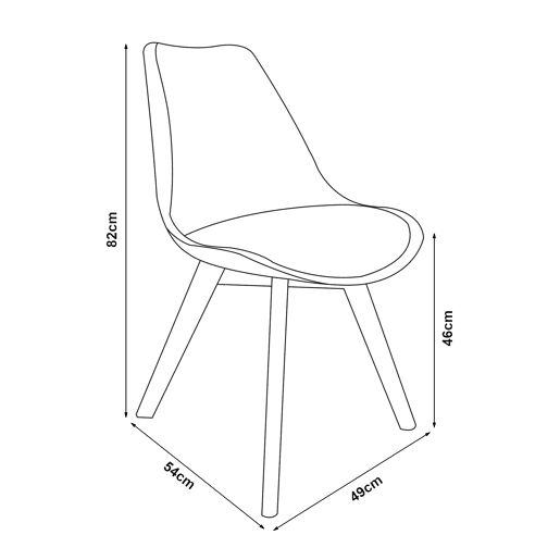 Conjunto de 6 cadeiras de jantar Fläten veludo cotelê e pernas de faia 82x49x54cm Cinzento en.casa
