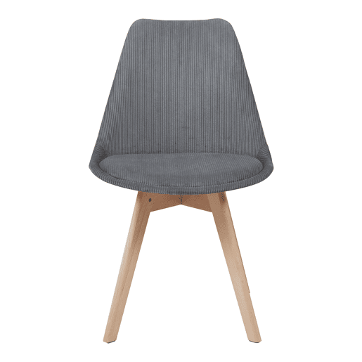 Conjunto de 6 cadeiras de jantar Fläten veludo cotelê e pernas de faia 82x49x54cm Cinzento en.casa