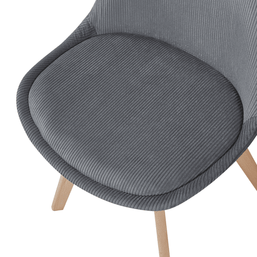 Conjunto de 6 cadeiras de jantar Fläten veludo cotelê e pernas de faia 82x49x54cm Cinzento en.casa