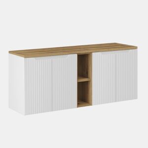 Móvel toucador 140cm 4 portas 2 nichos Riva branco e madeira