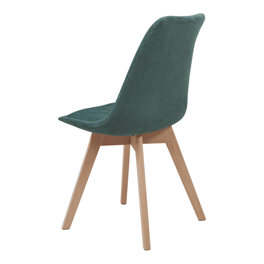 Conjunto de 6 cadeiras de jantar Fläten veludo cotelê e pernas de faia 82x49x54cm Verde escuro en.casa