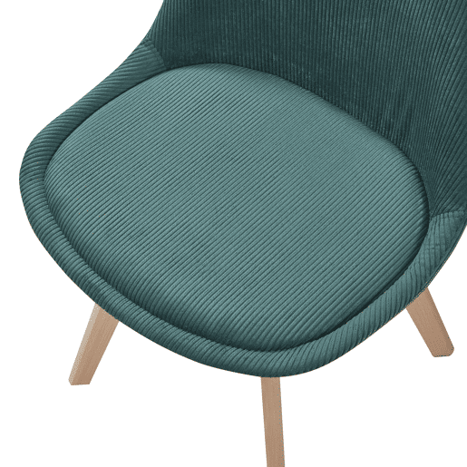 Conjunto de 6 cadeiras de jantar Fläten veludo cotelê e pernas de faia 82x49x54cm Verde escuro en.casa