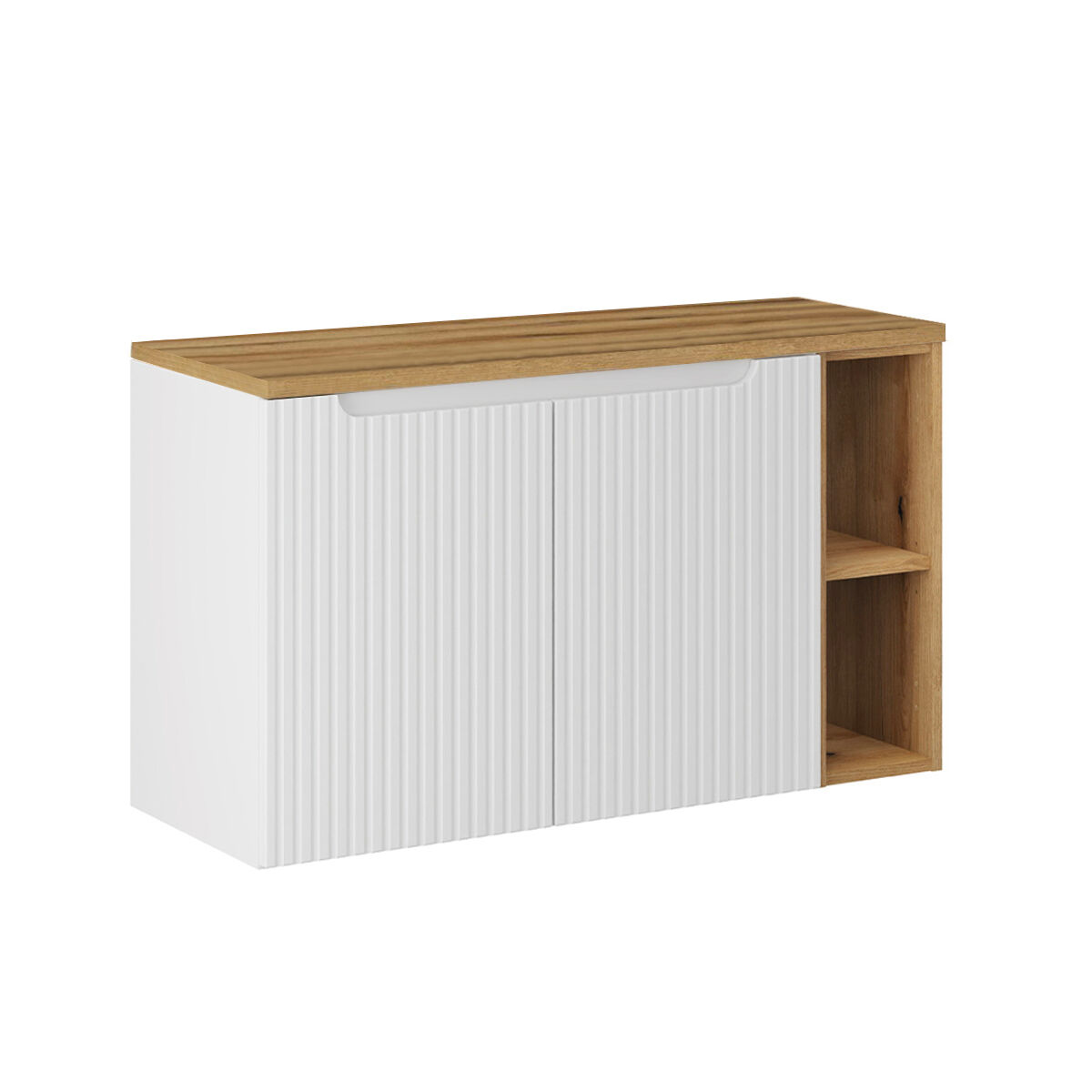 Mueble bajo lavabo 100cm 2 puertas 2 compartimientos riva blanco y madera
