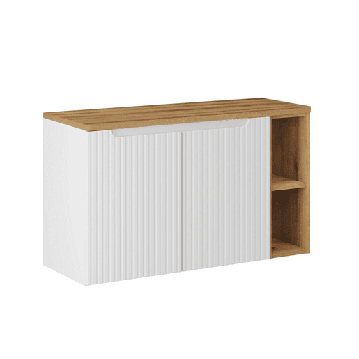 Móvel toucador 100cm 2 portas 2 nichos Riva branco e madeira