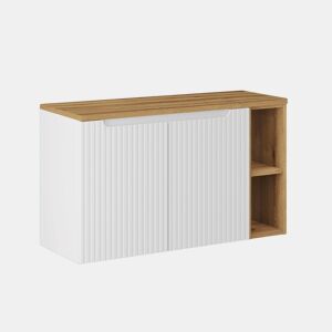 Móvel toucador 100cm 2 portas 2 nichos Riva branco e madeira