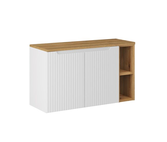 Mueble bajo lavabo 100cm 2 puertas 2 compartimientos riva blanco y madera