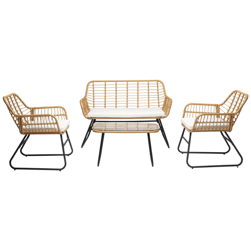 TIGA mobiliário de jardim conjunto em resina tecida 4 lugares - almofadas de creme