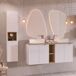 Conjunto mueble lavabo doble 4 puertas y columna Riva 140 Conjunto mueble lavabo doble 4 puertas y columna Riva 140 Blanco