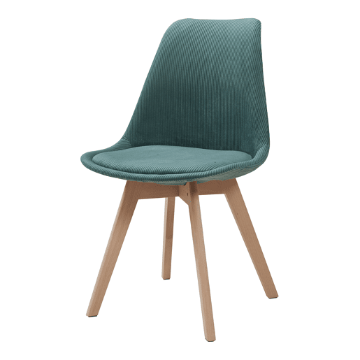 Conjunto de 4 cadeiras de jantar Fläten veludo cotelê e pernas de faia 82x49x54cm Verde escuro en.casa