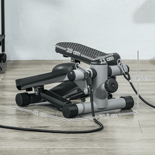 SPORTNOW Mini Step para Exercício em Casa Máquina de Step Compacta com Bandas de Resistência Monitor LCD Pedais Antiderrapantes e Ajustáveis em Altura para Treino do Corpo 41x30,5x18,5 cm Cinza SPORTNOW Mini Step para Exercício em Casa Máquina de Step Compacta com Bandas de Resistência Monitor LCD Pedais Antiderrapantes e Ajustáveis em Altura para Treino do Corpo 41x30,5x18,5 cm Cinza