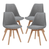 Conjunto de 4 cadeiras de jantar Fläten bouclé e pernas de faia 82x49x54cm Cinzento en.casa