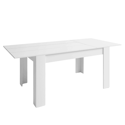 Mesa de Jantar Extensível Bass Estilo Moderno em Branco Fosco 140200x90 cm