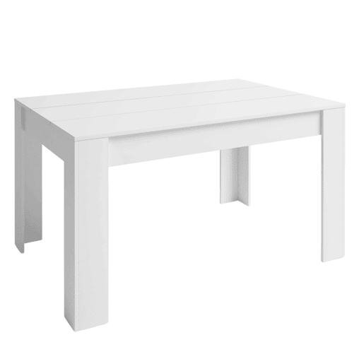 Mesa de Jantar Extensível Bass Estilo Moderno em Branco Fosco 140200x90 cm