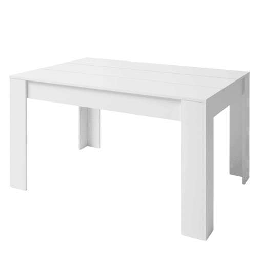 Mesa de Jantar Extensível Bass Estilo Moderno em Branco Fosco 140200x90 cm