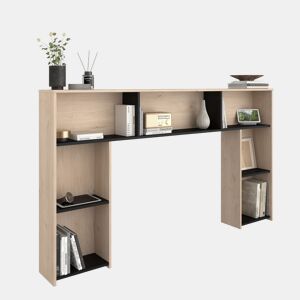 Cabeceira de quarto estilo industrial Thalos em carvalho Jackson e preto com 7 prateleiras 182x104x22 cm