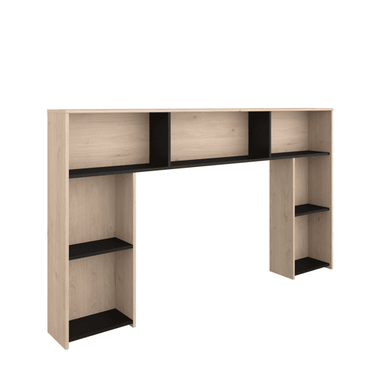 Cabeceira de quarto estilo industrial Thalos em carvalho Jackson e preto com 7 prateleiras 182x104x22 cm